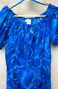 Michael Kors blue peasant top M Medium